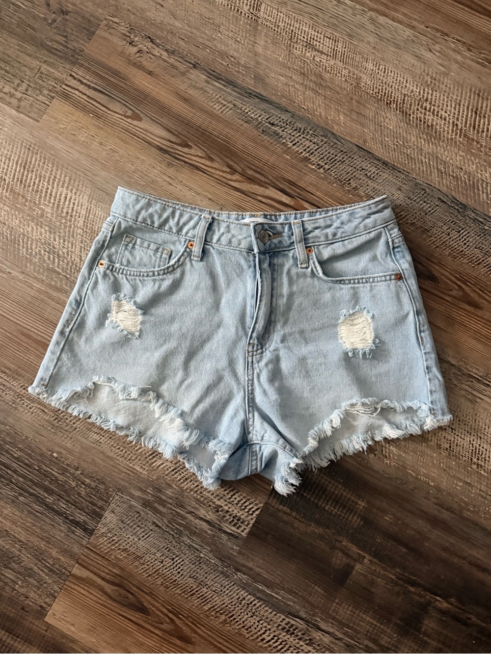 Forever 21 Light Blue Distressed Denim Shorts